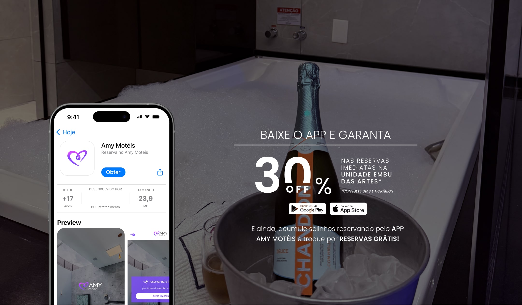 Baixe o app e garanta 40% off nas reservas imediatas na unidade embu das artes* *consulte dias e horários